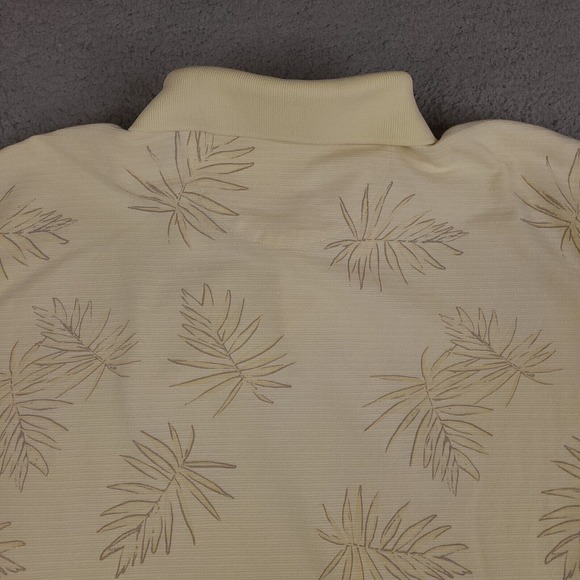 Geoffrey Beene Polo Shirt Mens XL Yellow Beige Striped Hawaiian Short Sleeve - Picture 9 of 13